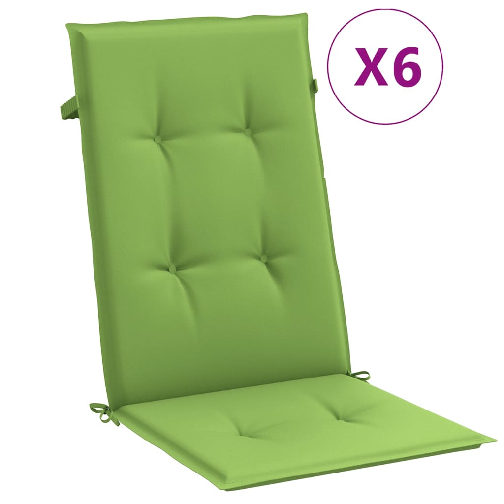 High Back Chair Cushions 6 Pcs Melange Green 120x50x4 Cm Fabric