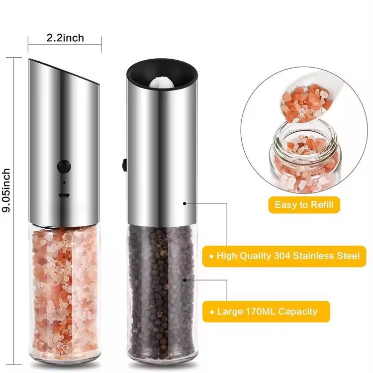 Adjustable Transparent USB Rechargeable Electric Pepper Grinder