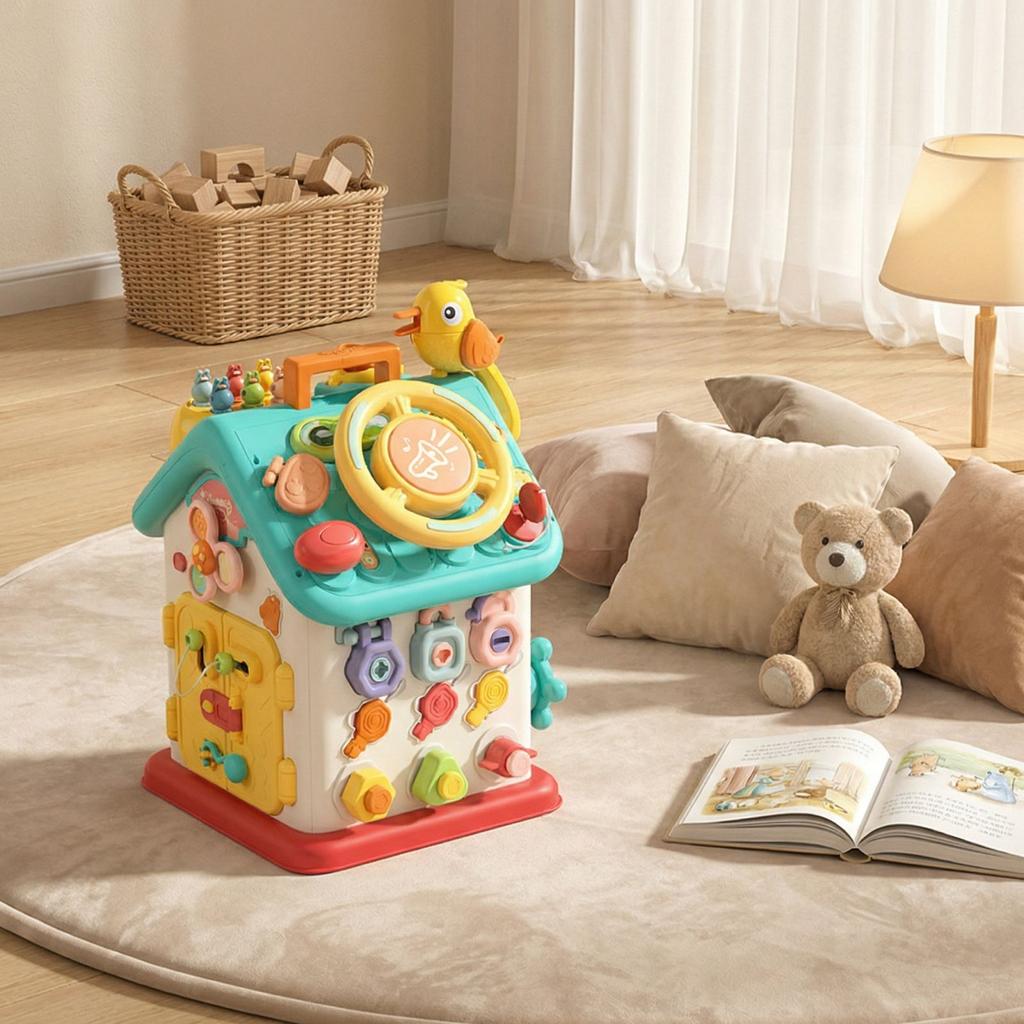 Puzzle Multi Functional Busy Board Six Sided House Baby Toy 6-12 Months Unlocking Early Education Children's Toy