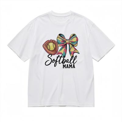 Women's Fashion Soft Comfy Classic T-Shirt Softball Mama Graphic Tee