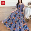 Seaside vacation beach dress cotton floral dress female shabahemi muslim