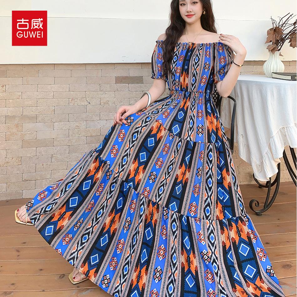 Seaside vacation beach dress cotton floral dress female shabahemi muslim