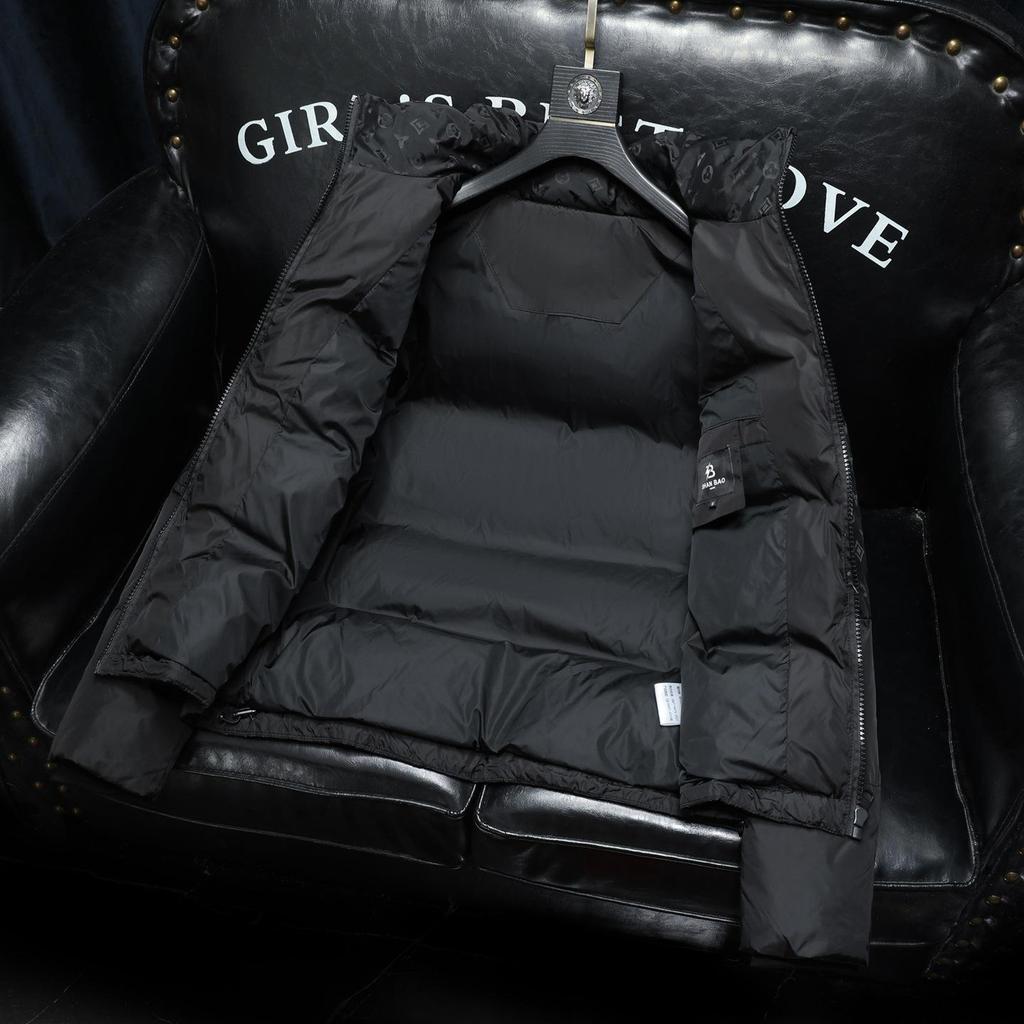 Winter 2025 European Men's Trendy Casual Jacquard Stand Collar Down Jacket