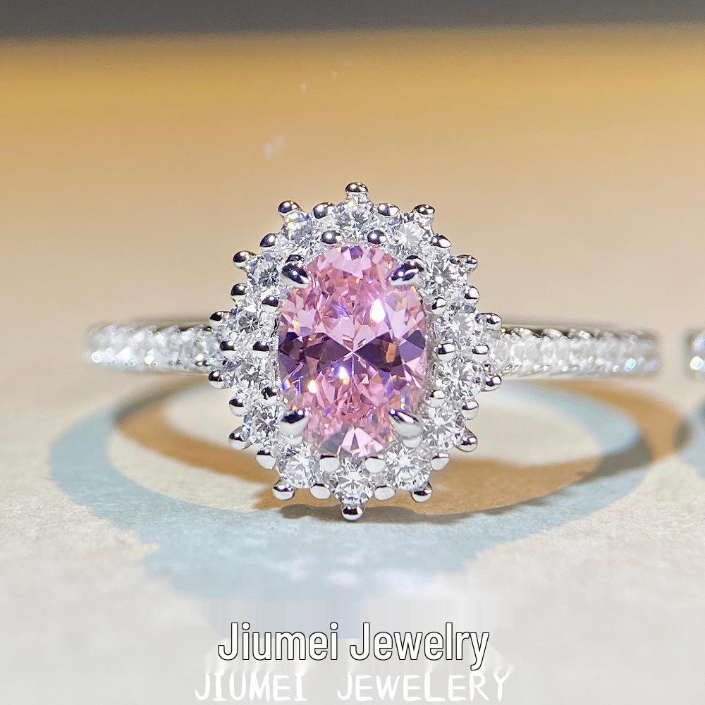 

925 Sterling Silver Pink Diamond Snowflake Ring - Women s Simple Versatile Design, Hot Seller with High-Carbon Diamonds Size 5