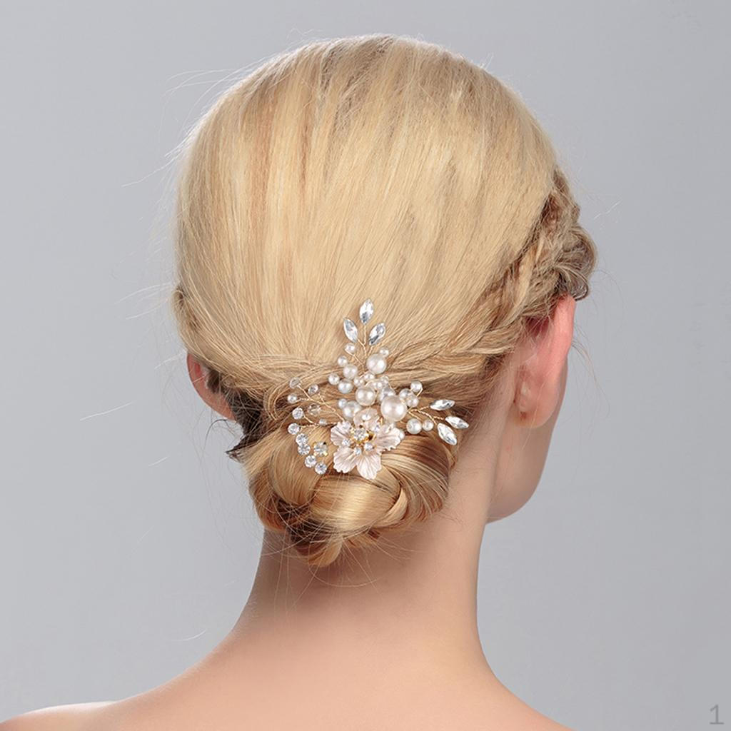 

Wedding Bridal Hair Comb Rhinestone Faux Pearls Headwear