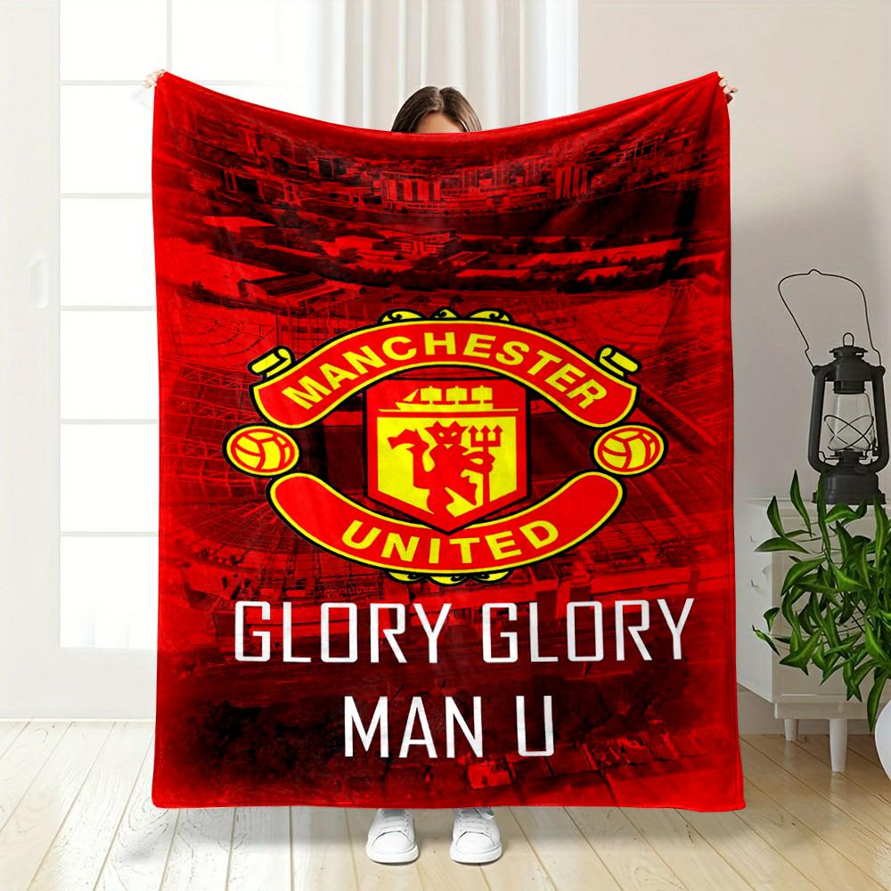 Soccer Theme Red Designed Flannel blanket for bedroom, living room, sofa, and nap
