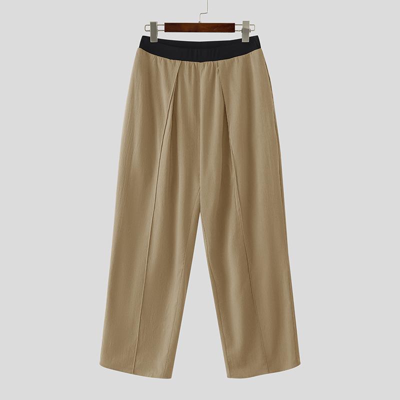 

INCERUN Мужские повседневные длинные прямые брюки со швами и эластичной талией S