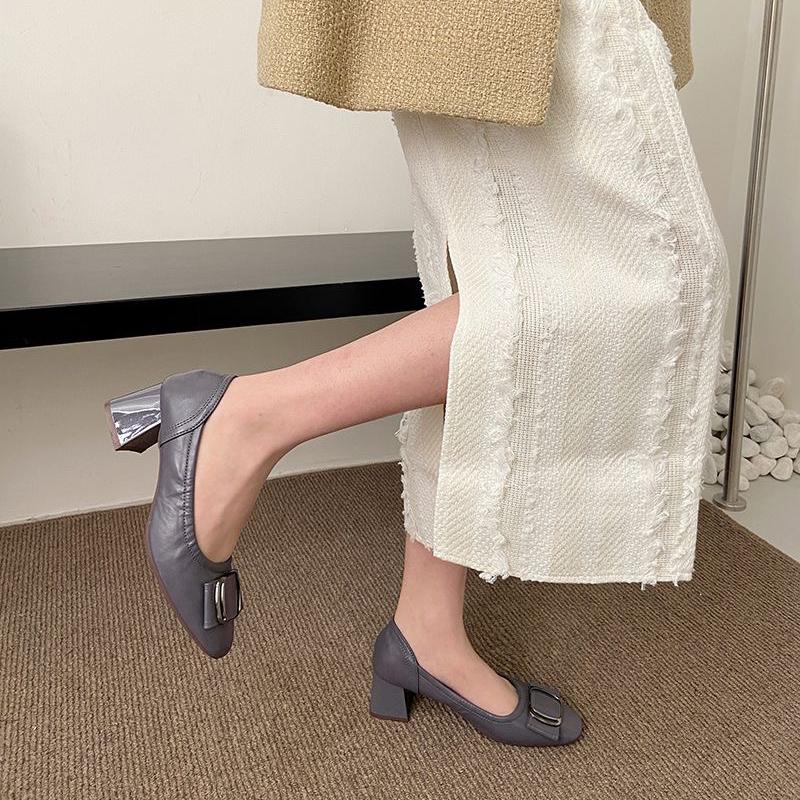 2025 Spring Autumn Women High Heels Elegant Woman Party Shoes Brand Pumps Soft Square Heel 5cm Black Red Blue Plus Size 42