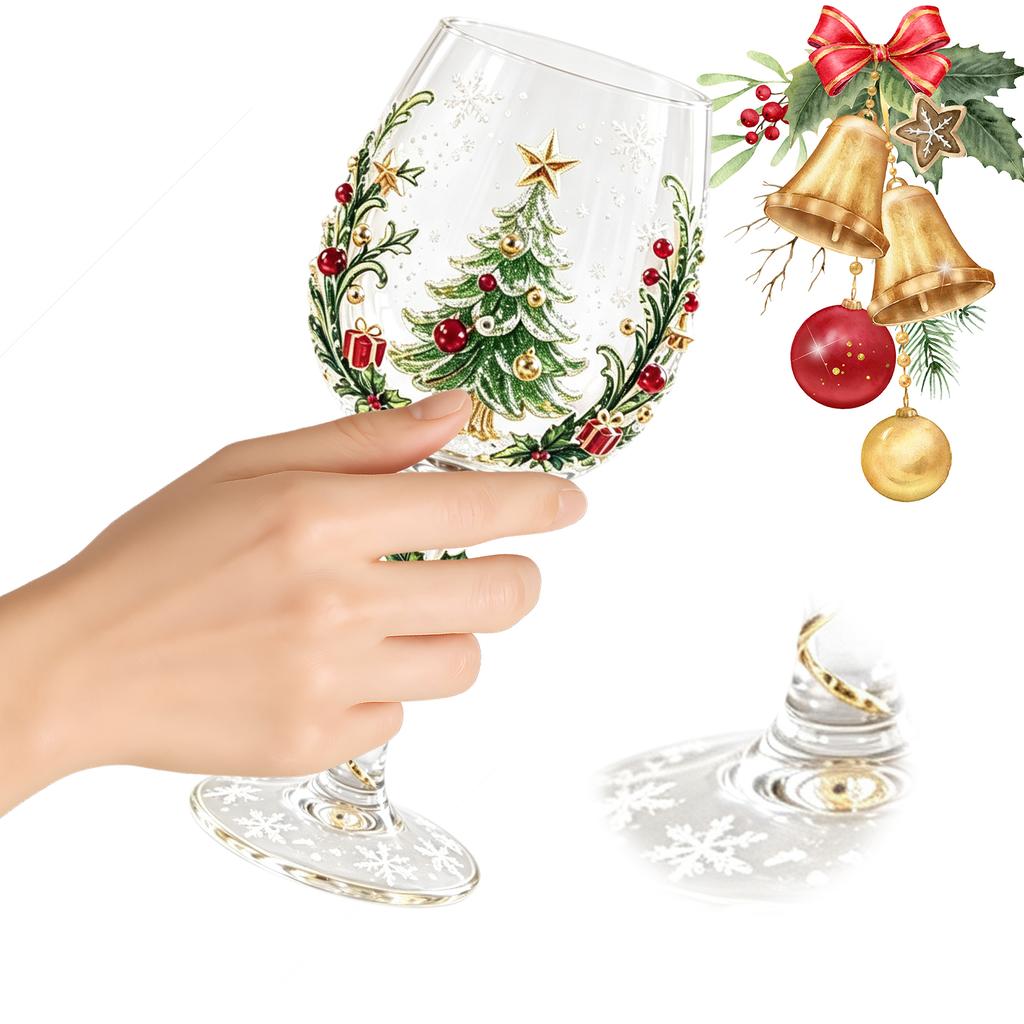 Christmas Stemless Wine Glasses Holiday Glassware Christmas Glass Art Cup for Coffee Cocktails Whiskey Soda