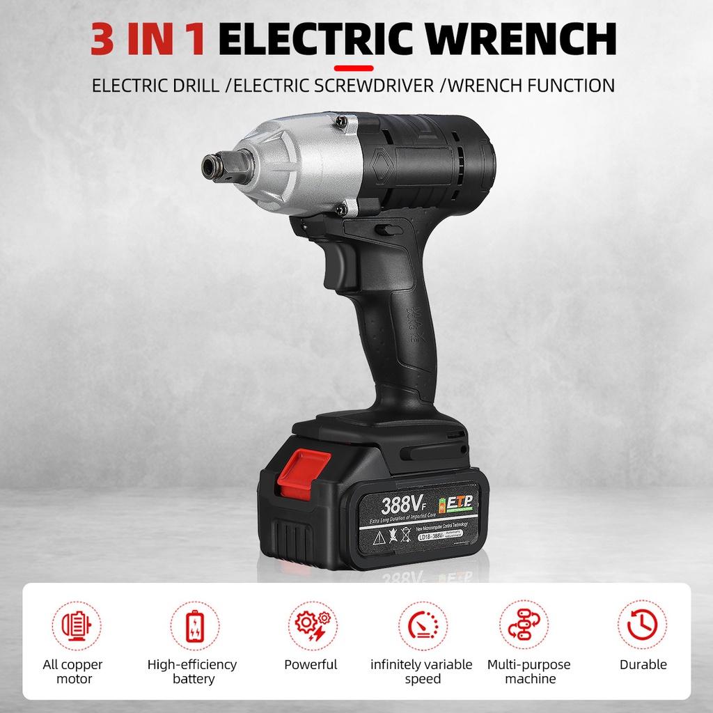 580N.M Akku-Schlagschrauber 388VF Elektro-Schraubenschlüssel Bohrmaschine Werkzeug Pistolen 1/2Zoll' Aufnahme Wiederaufladbar Neu