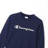 Champion Long Sleeve Crew Neck USA Script Size 120 Kids' Sweatshirt, 100% Cotton, Logo, Navy, (CK-Y002)