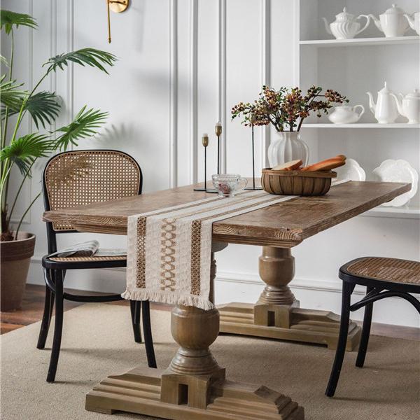 Table Flag Green Solid Woven Natural Material American Holiday Hemp Rope Dinner Mat Tableware Mat Tassel Bowl Mat