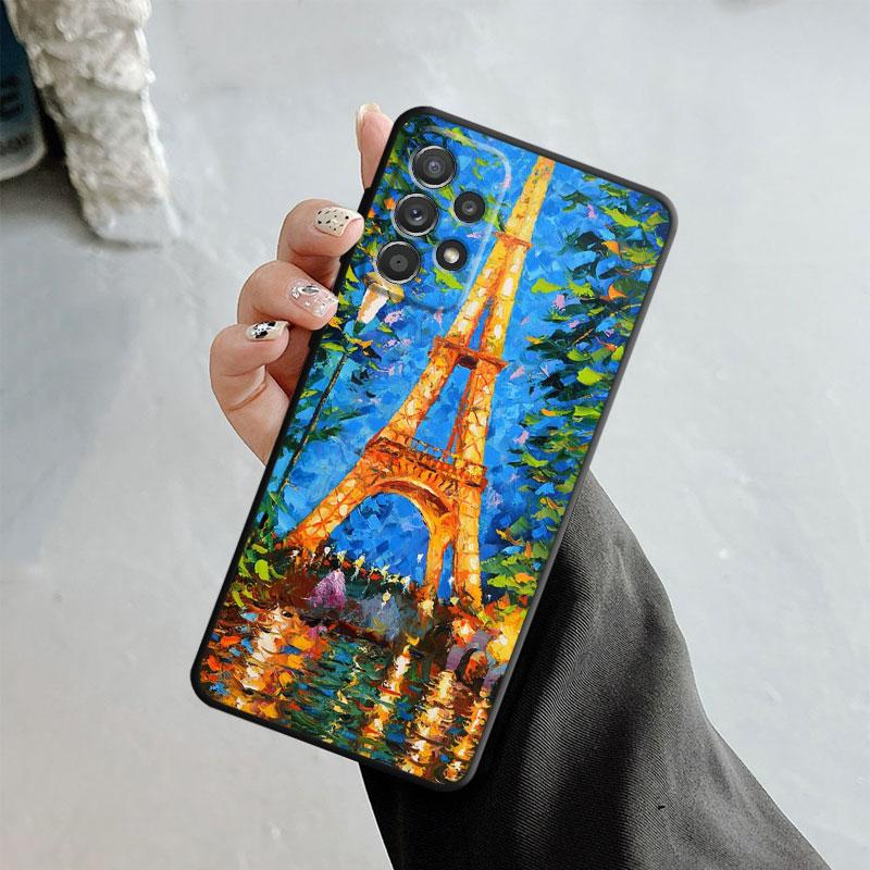 Case For Samsung Galaxy A14 A73 A53 A71 A51 A31 A33 A22 A12 A21s A13 A32 A52s A72 A52 A23 Eiffel Tower Art Of Painting Scenery