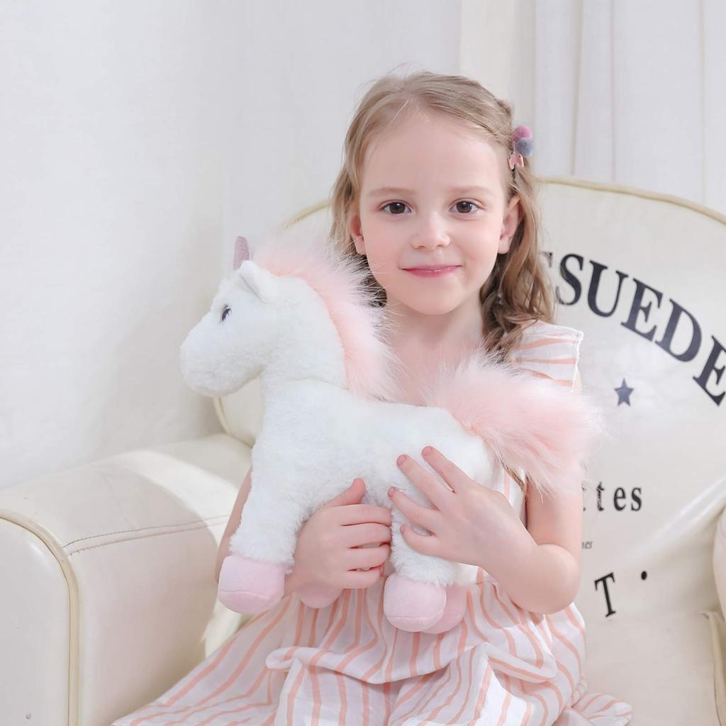 Apricot Lamb Pink Unicorn Plush Toy, Soft and Cute, Fluffy Pink Unicorn 30cm, Suitable for Boys and Girls