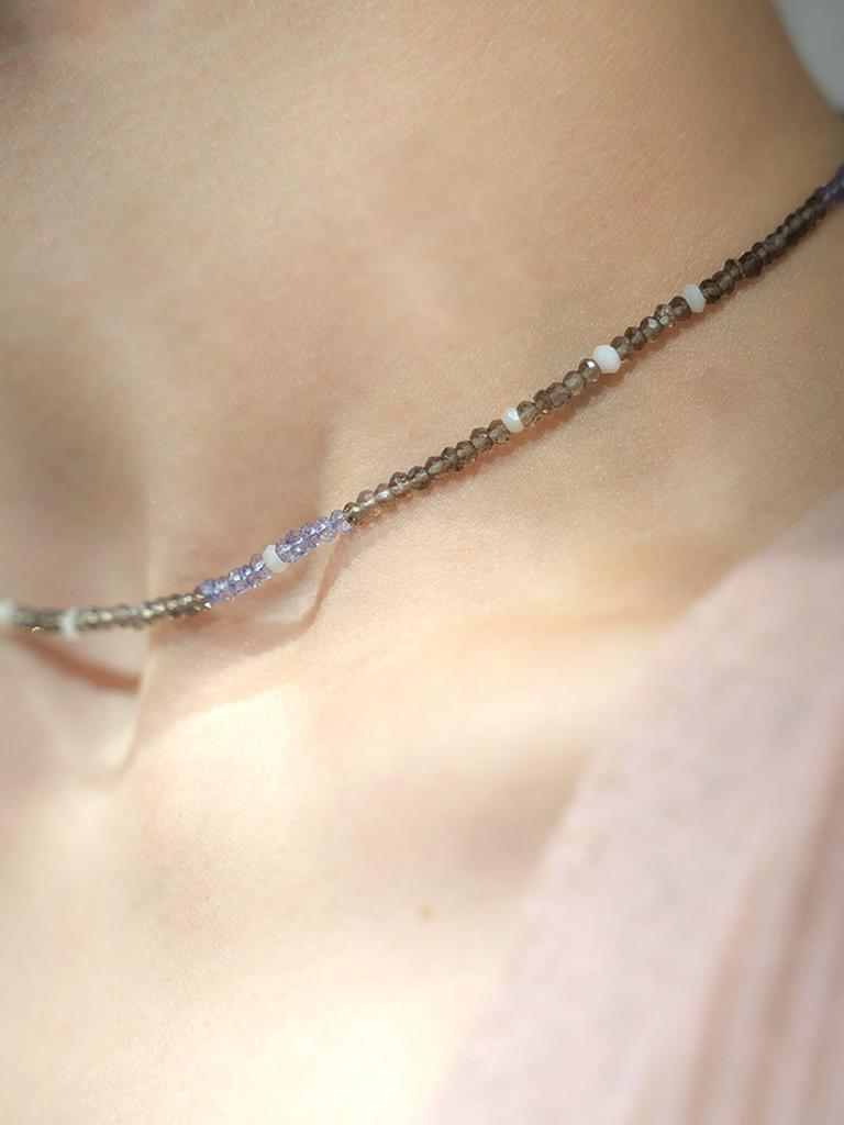 Harang Hr 46N_Smoky Quartz Gemstone Beads Necklace