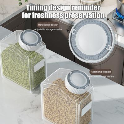 Boîte Alimentaire Hermétique Scellée Boîte Alimentaire Hermétique avec Couvercle Suivi de la Date Boîte de Rangement Transparente pour Céréales