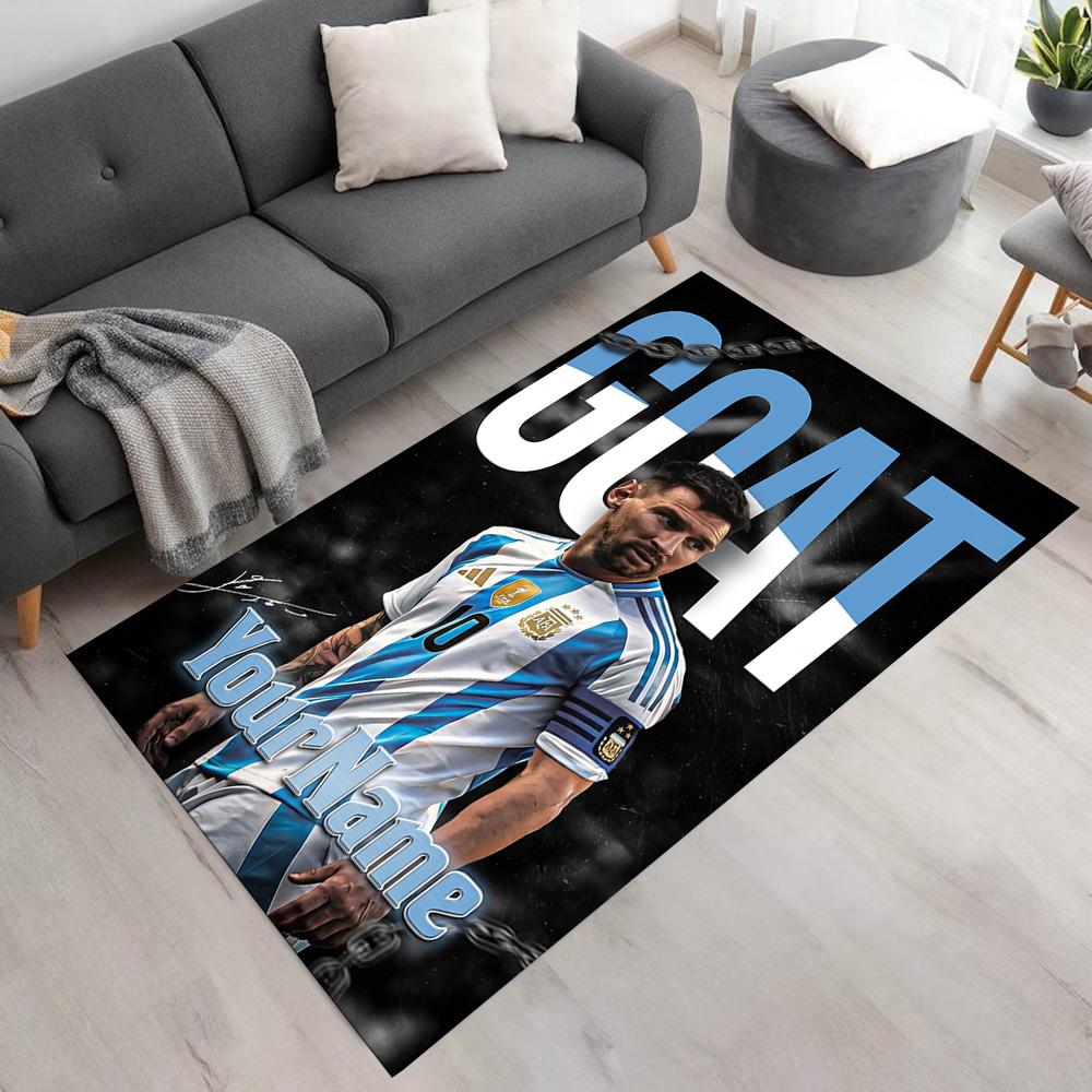 Messi Customize Text Area Rug Suitable for Decorate Room Bedrooms Foyer Hallway Antislip Carpet Anime Office Decor Perfect Gift for Friends & Family