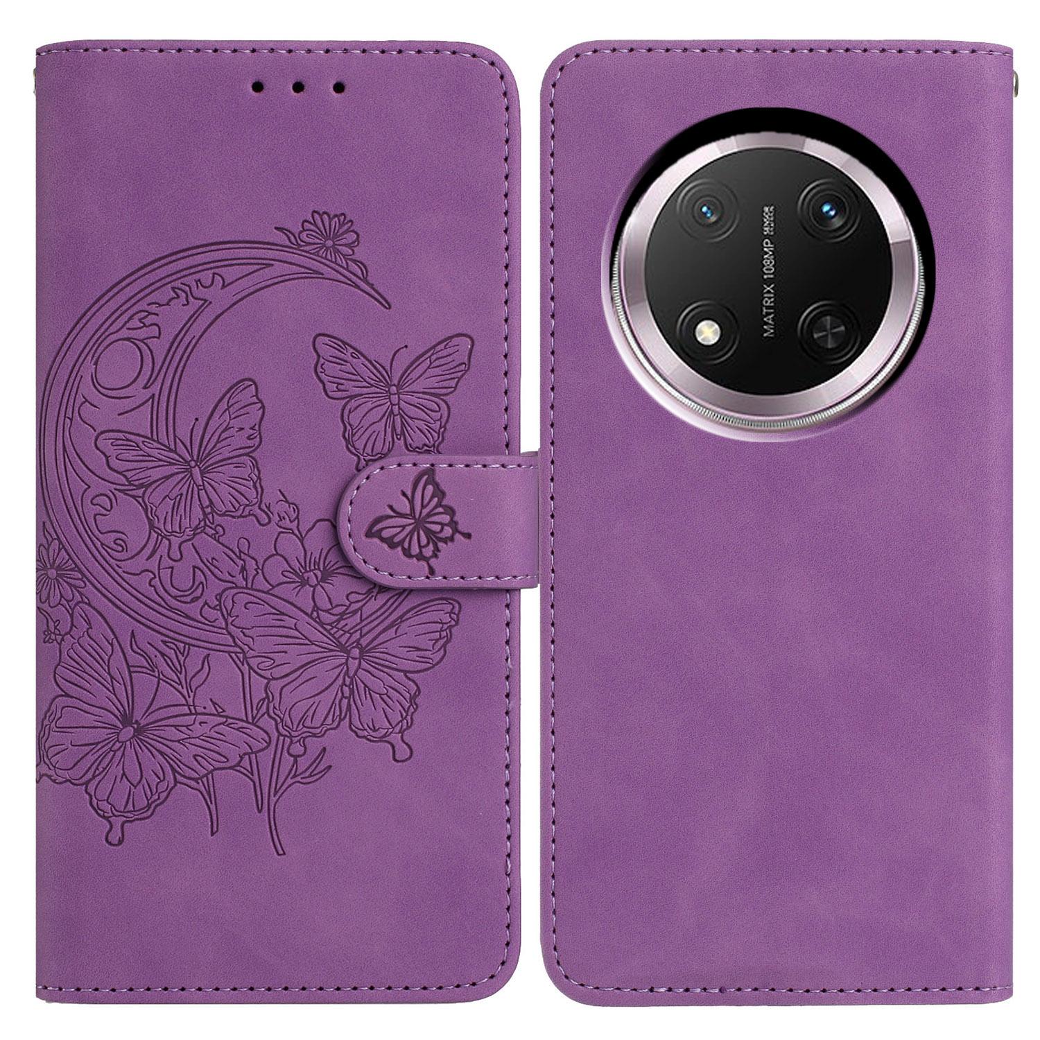 

PU Leather Case For Honor Magic7 Lite 5G/X9c 5G/X60 Pro 5G Butterfly Flower Imprinted Wallet Stand Phone Cover A