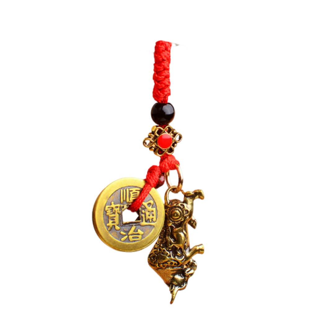 2Pcs Lucky Design Five Emperors Money Keychain Chinese Style Fengshui Pendant  Gift Giving 2Pcs Cattle