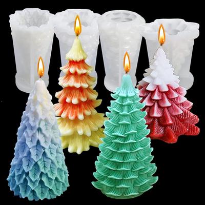 New 3D Christmas Tree Candle Silicone Mold DIY Christmas Candle Making Kit Handmade Soap Plaster Resin Baking Tools Holiday Gift