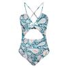 Women's One-Piece Fashion Sexy Print Cross Bikini Beach Swimsuit (With Chest Pad Without Bra)