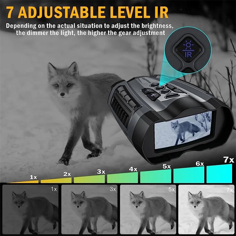 5K Binoculars, Infrared Night Vision Goggles, 10x Digital Zoom, Rechargeable, with a 3-inch Large Screen