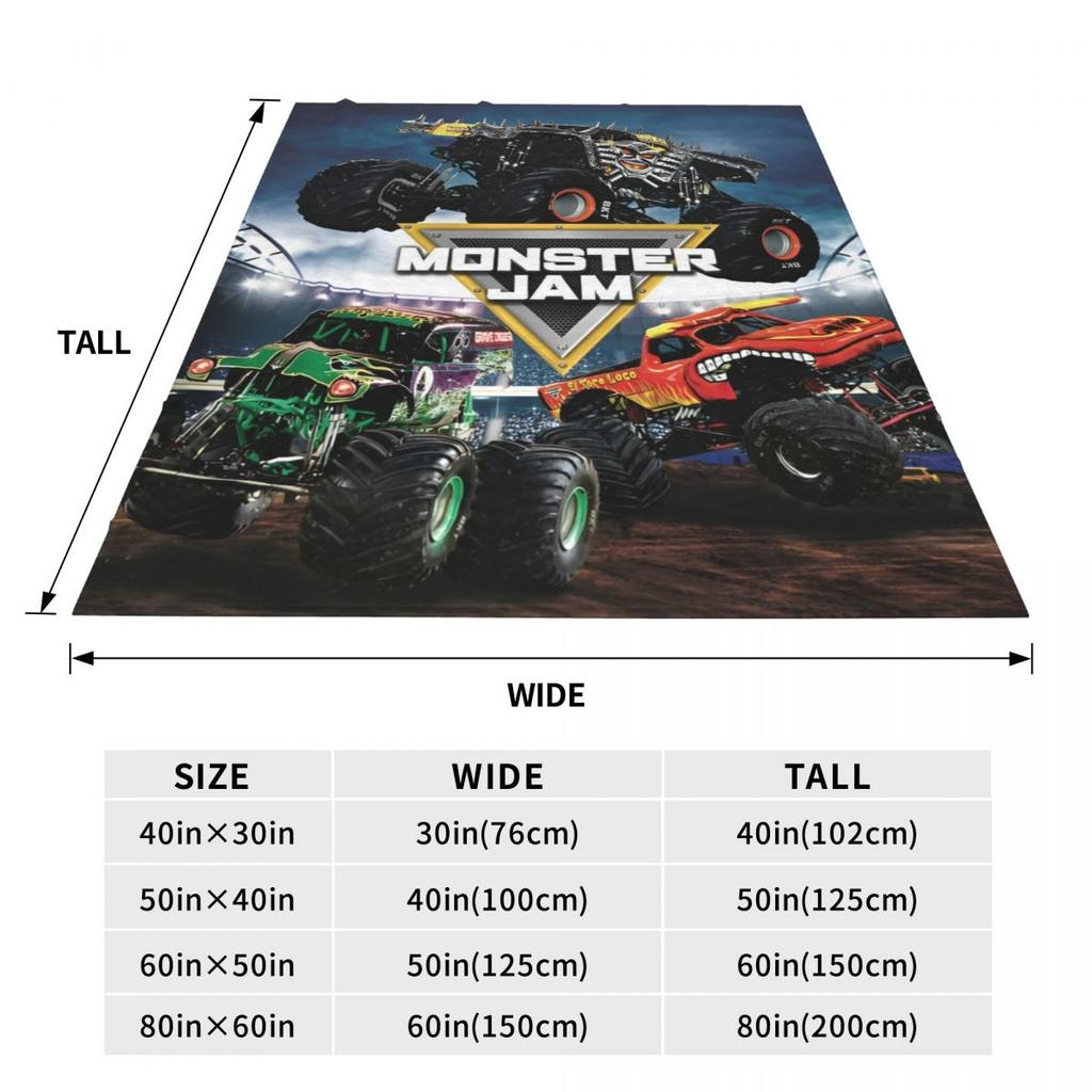 Monster Jam Grave Digger Truck Blanket Cover Wool Throw Blanket Home Couch Printed Soft Warm Bedsprea