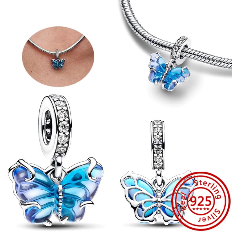 

Серебро 925 пробы Медь Синее стекло Серия цирконов Сверкающая подвеска Простые классические бусины Подходят для оригинального браслета с шармами Pantaro Циркон 3mm-4mm