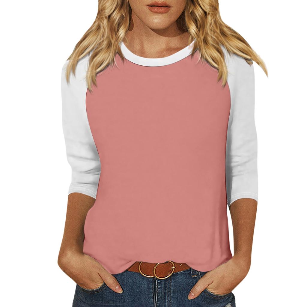 Shirt For Women's Fashion Casual Raglan Sleeve Round Neck 3/4 Sleeve Loose Printed T-Shirt Ladies Top Tops for Women Womens Tops