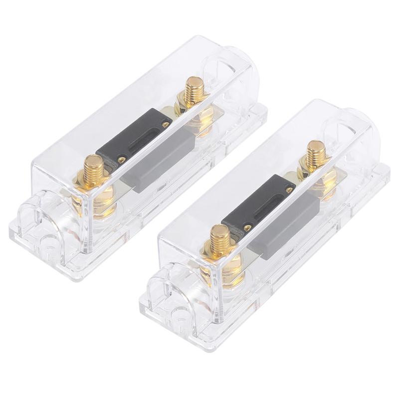 X Autohaux 2pcs Transparent Car  Fuse With In-Line Holder Box Audio Video 60A 80A 100A 150A 200A 250A 300A ANL Fusible 60A