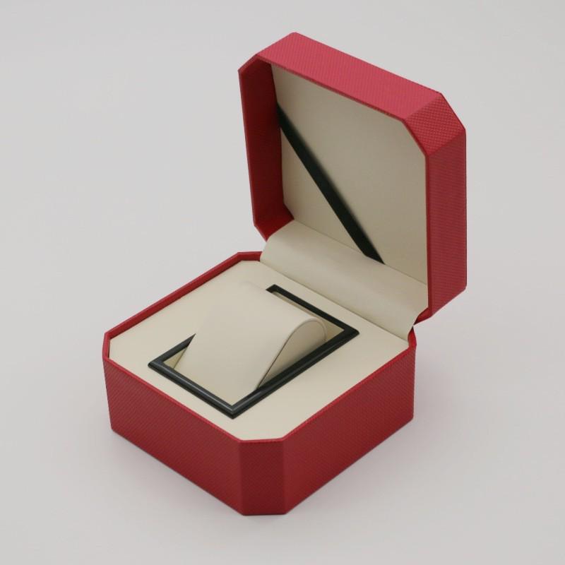 Rounded Corner PU Leather Single Watch Storage Box with Threaded Flip Cover