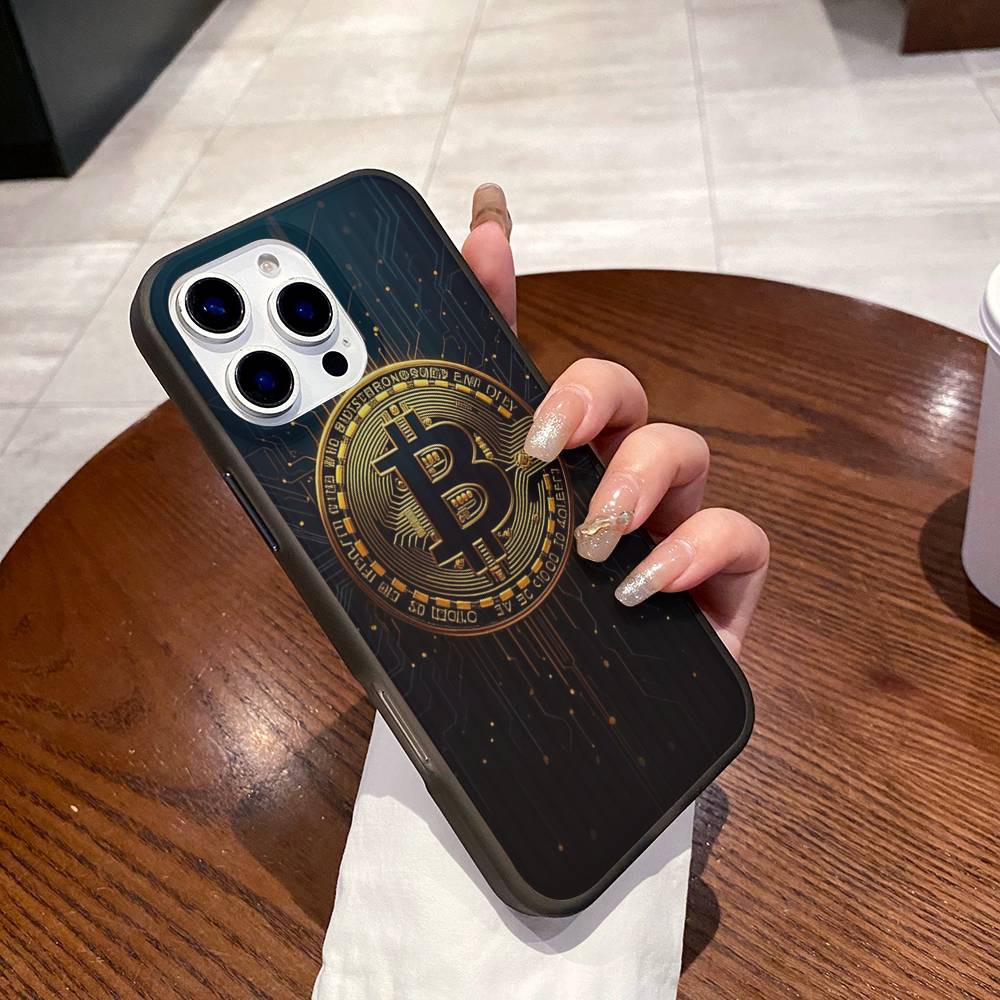 

Ретро-логотип Bitcoin для iPhone 15 16 17 14 13 12 11 Pro Max 16E 16 Plus 17 Air Гофрированный Ударопрочный Чехол для Телефона iPhone 15 pro