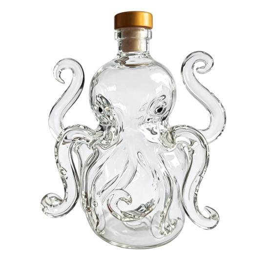 Oktopus Whiskey Flasche, Lustiger 3D Glas Tier Karaffe, 320ml Einzigartiger Alkohol Spender für Hausbar Dekoration, Neuheits Geschenk für Männer Papa Ehemann