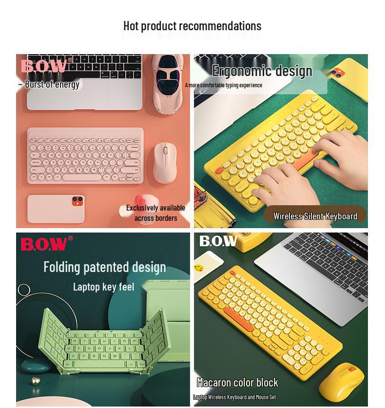 Evrensel Masaüstü/Dizüstü Bilgisayar Kullanımı İçin Hangshi Ultra İnce Sessiz Kablosuz Klavye ve Fare Seti