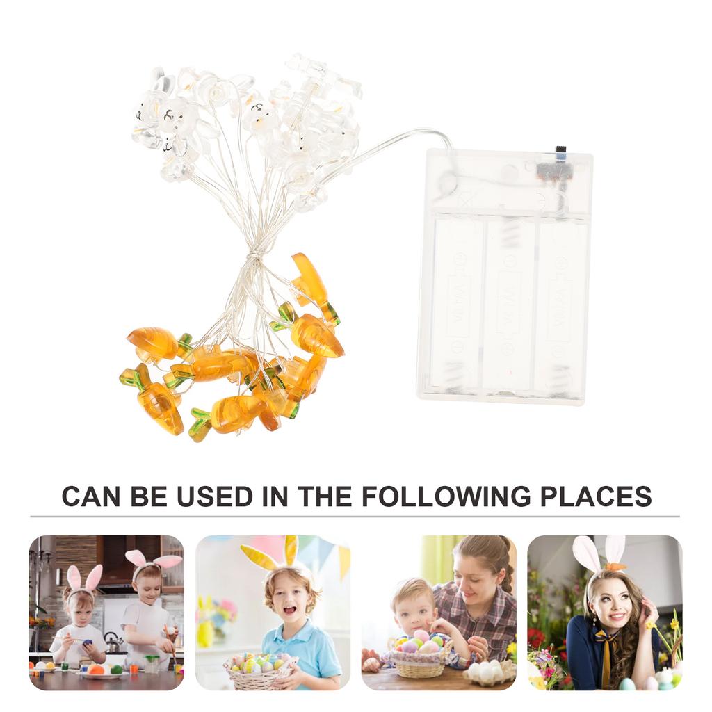 Easter Bunny String Lights 3M 30Leds Plastic Rabbit Carrot Shaped Lamp for Holiday Party Yard Porch Lighting Decor