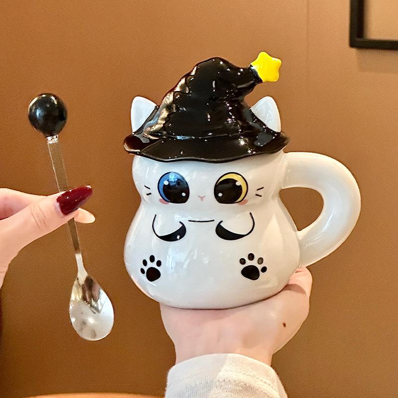 Birthday gift cute cat cup magic hat ceramic mug for girl girlfriend children Halloween gift