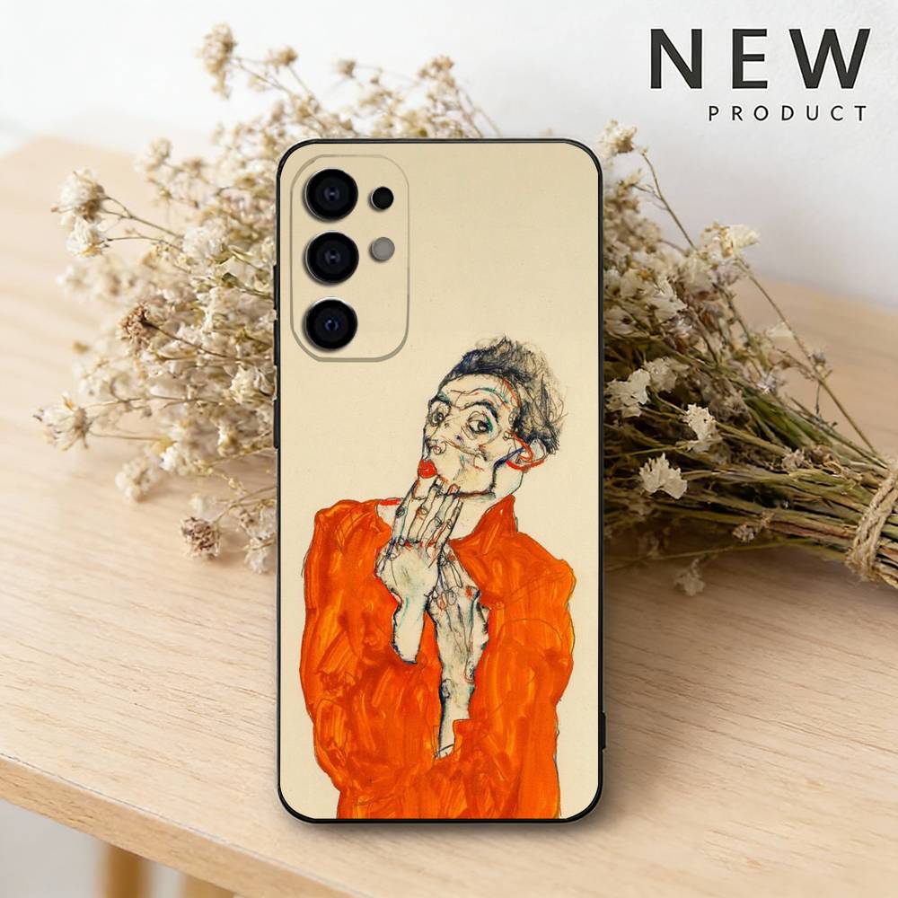 E-Egon S-Schiele Art Phone Case For Samsung S26,25,24,23,22,21,20,30,Ultra,Plus,Fe,Lite Black Shell
