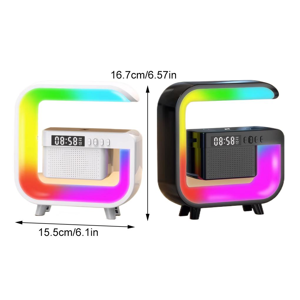 Multifunctional Bluetooth Speakers Atmosphere RGB Desk Clock Nightlight Wireless Charger  for iPhone Samung Xiaomi Fast Charging