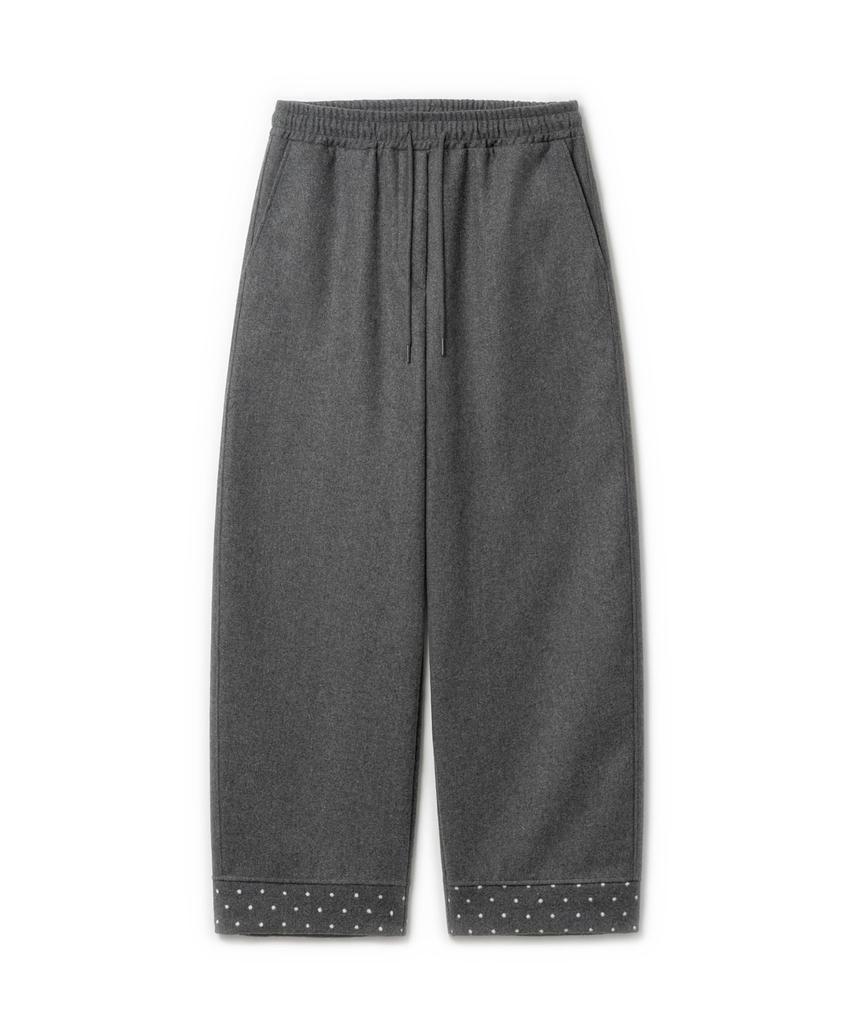 Dilleiopeu Dot Point Wide Wool Elastic Waist Pants [Charcoal]