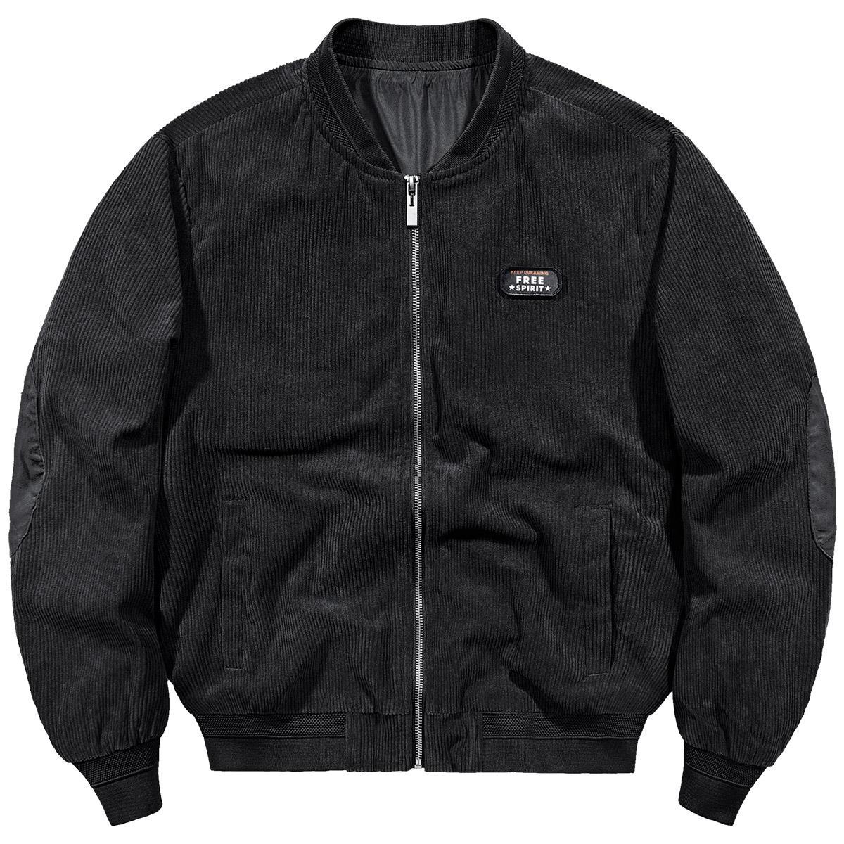 

Летная куртка мужская модная ретро-куртка вельветовая куртка весенне-осенняя повседневная универсальная свободная бейсбольная куртка 4XL чёрный