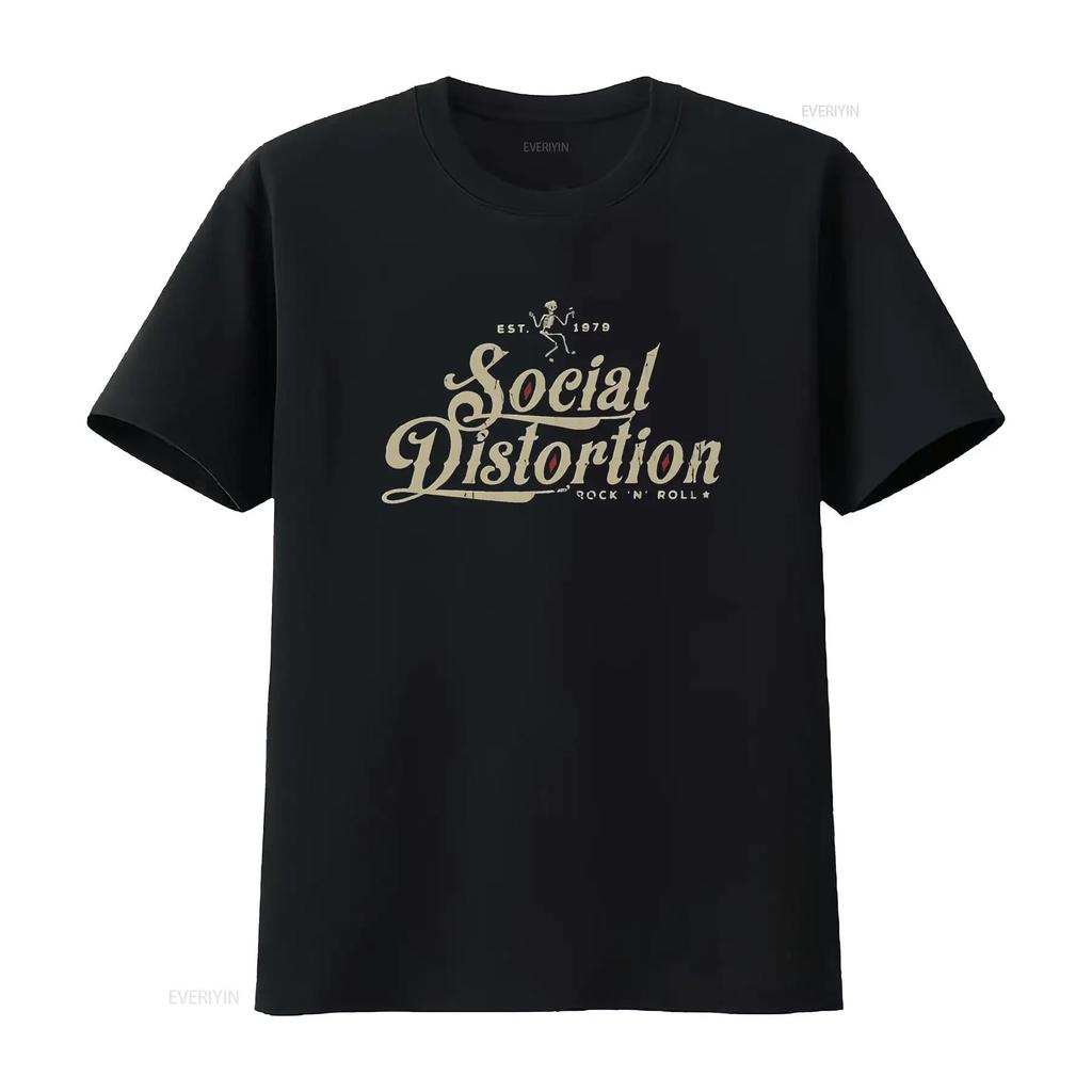 Maglietta da uomo Social Distortion Uomo Moda Classica Girocollo Cotone Nero 4X Large vintage Lavata Alla moda Elastica