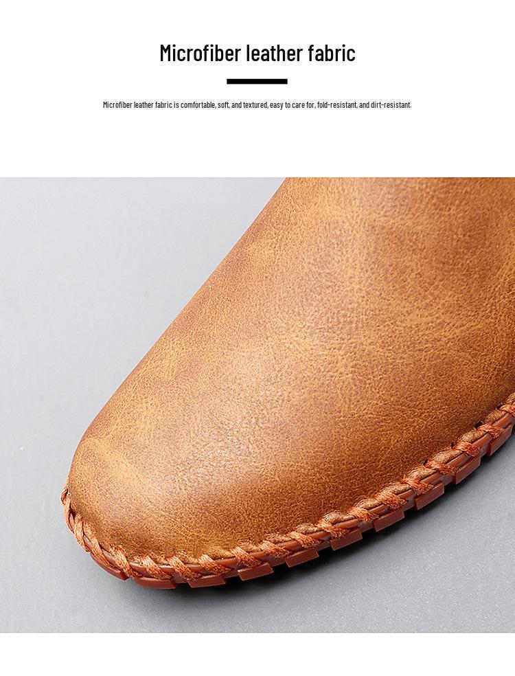 Men's Cross-Border Slip-On Driving Loafers: Casual Leather Sock Shoes for Spring/Summer - Handmade, Large Size Available