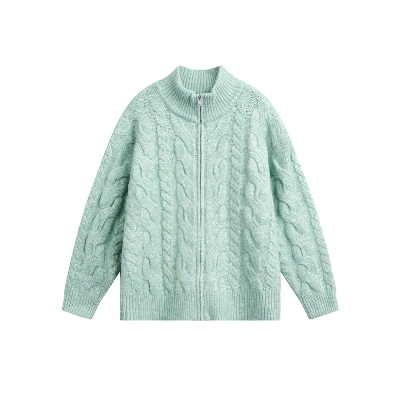 Dream Made Old Money Style New Rich Twist Cardigan Sweater for Men Winter Thickened Knitwear Embossed Sweater