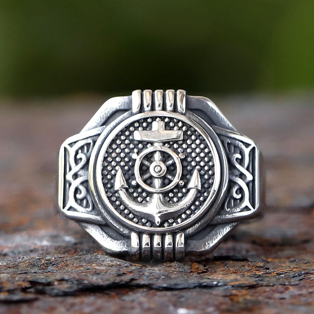 New 316L Stainless Steel Vintage Biker Ring With Anchor Patterns For Men Women Punk Motorcycle Jewelry Gift