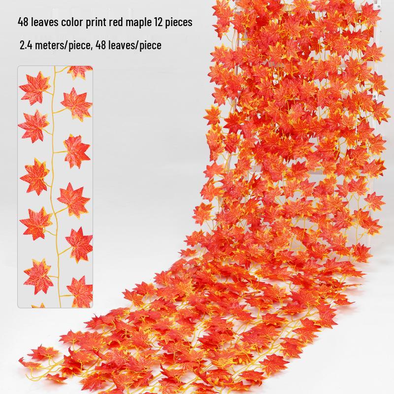 Artificial Red Maple Leaves for Indoor/Outdoor Decor and Landscaping