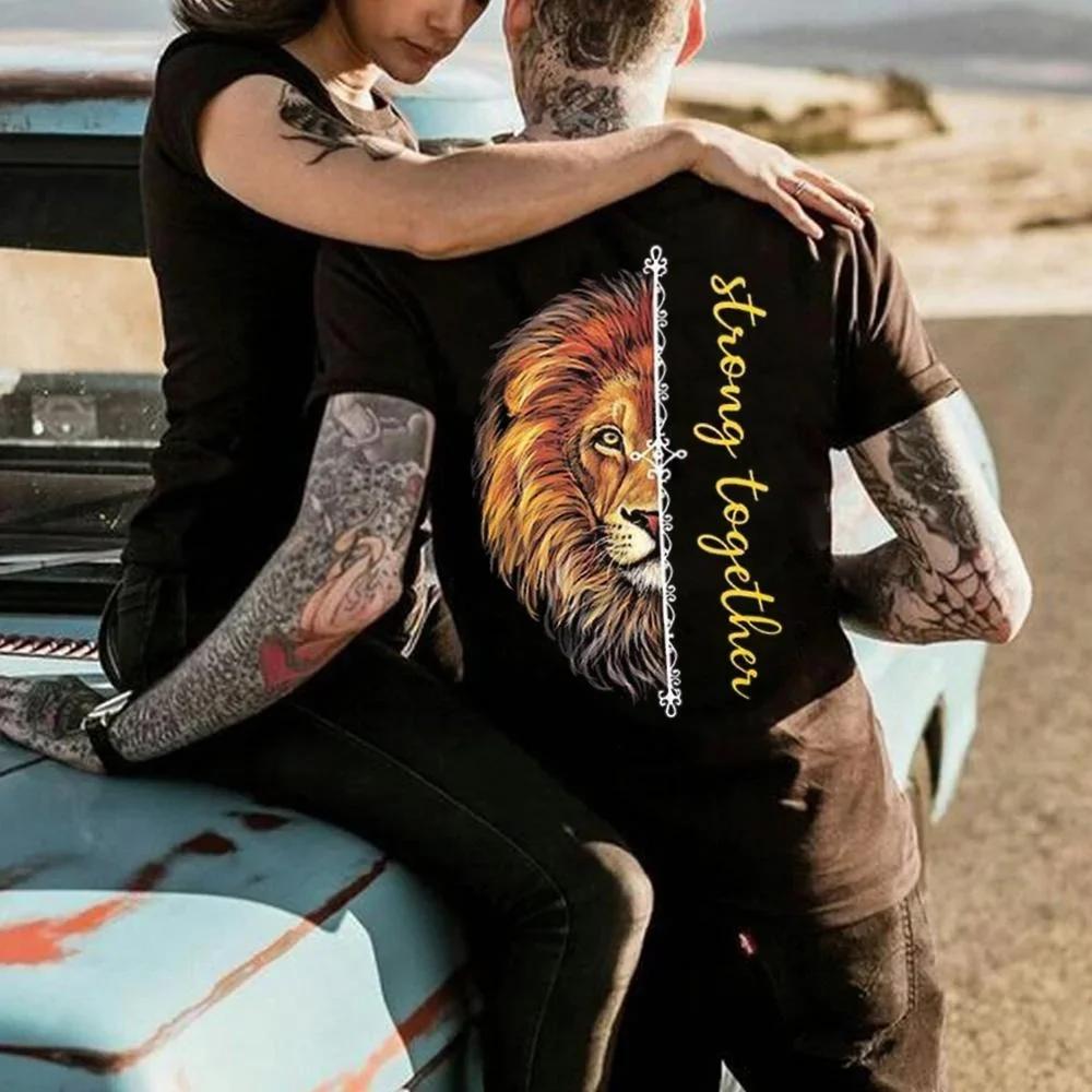 Fashion Strong Together Lion Couple T Shirts Family Matching Shirt Valentines Day Gifts for Boyfriend or Girlfriends Clothes