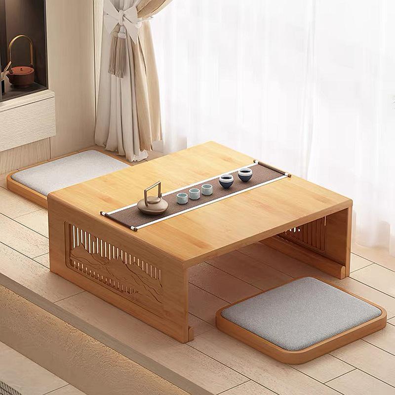 Bamboo Tatami Folding Coffee Table, Japanese-Style Low Table for Windows & Balconies