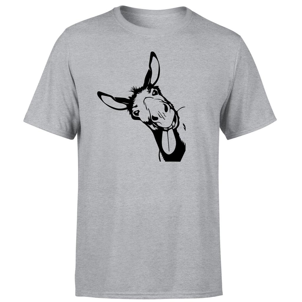 Funny Farm Animal Unisex T shirt Donkey Peeking Head Face Graphic Tee Top