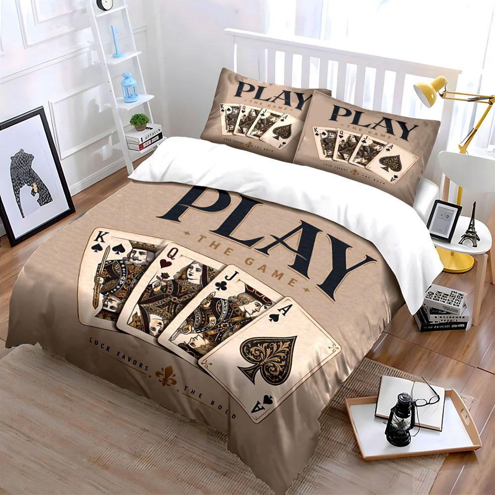 Playing Cards Vintage Design Bedding Duvet Cover Set Duvet Cover Pillowcases  (1*Duvet Cover 2*Pillowcases, without duvet insert)