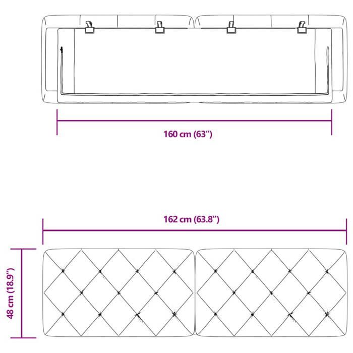 VidaXL Coussin de Tête de Lit, Oreiller de Tête de Lit avec Bandes Auto-agrippantes, Coussin Rembourré Chambre à Coucher, 374737
